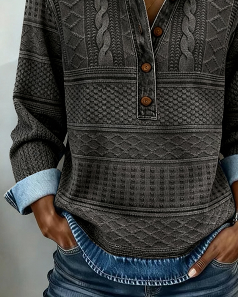 Chic half-button sweatshirt for women | Elara -7