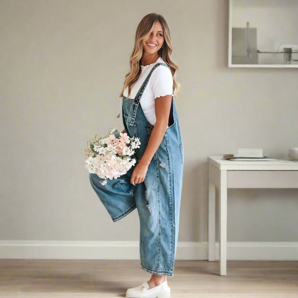 Vintage wash adjustable jumpsuit for women | Carmelita