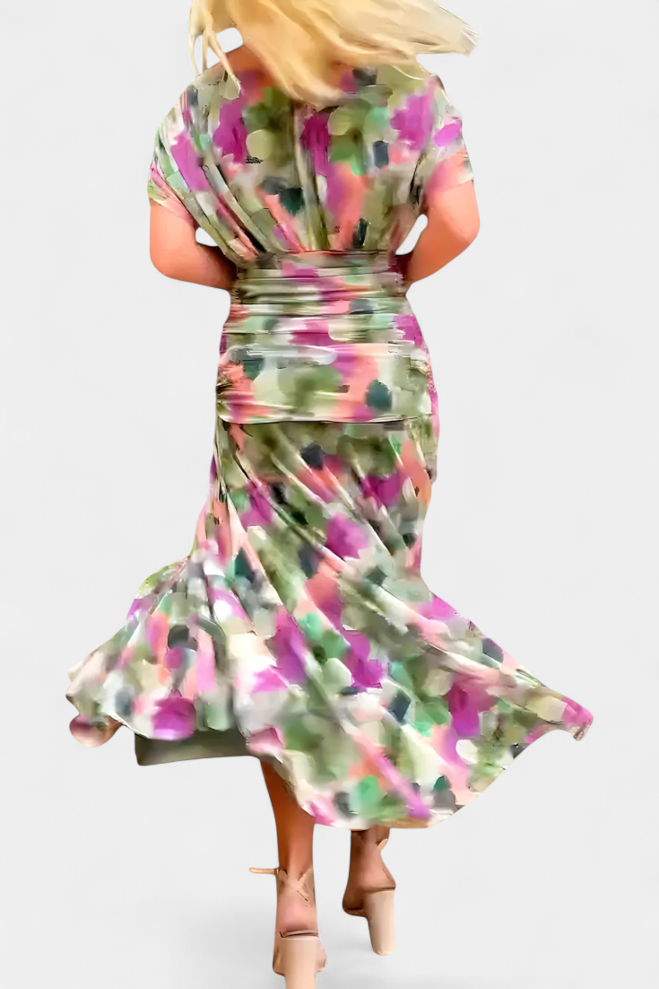 Long floral V-neck maxi dress for women | Vivian -23