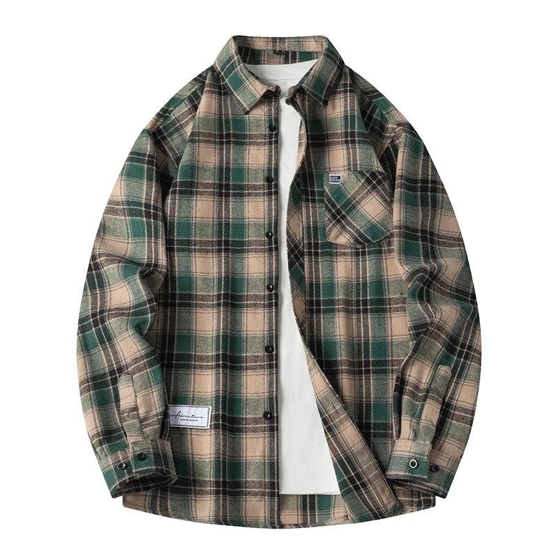 Classic plaid button-front flannel shirt for men | Thatcher -10