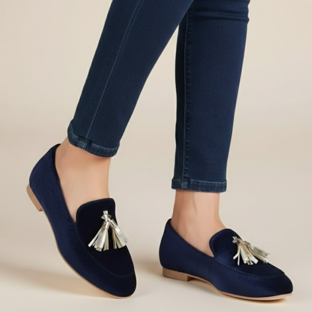 Blue loafers with tassel detail for women | Penelope