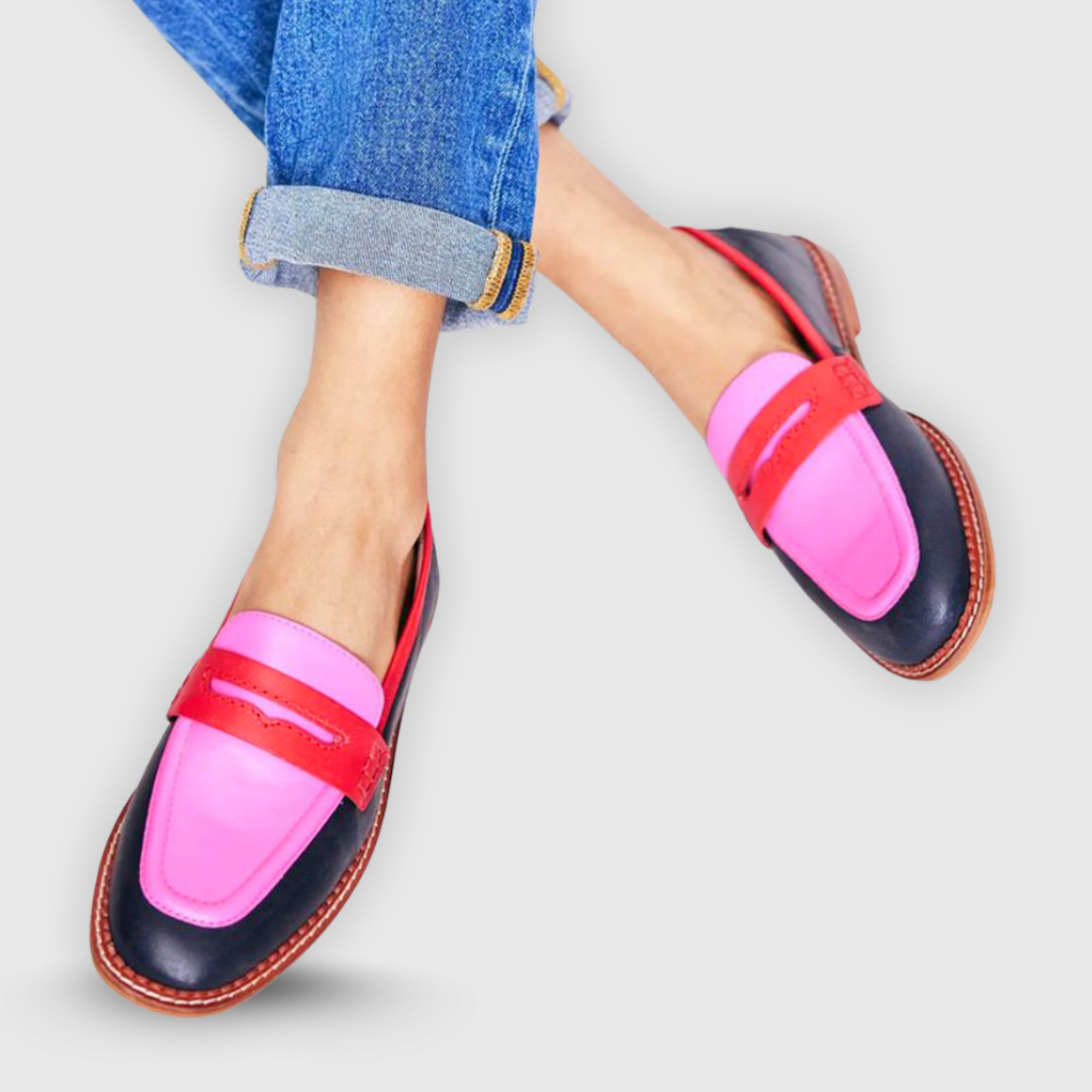 Two-tone loafers with slip-on silhouette for women | Franki