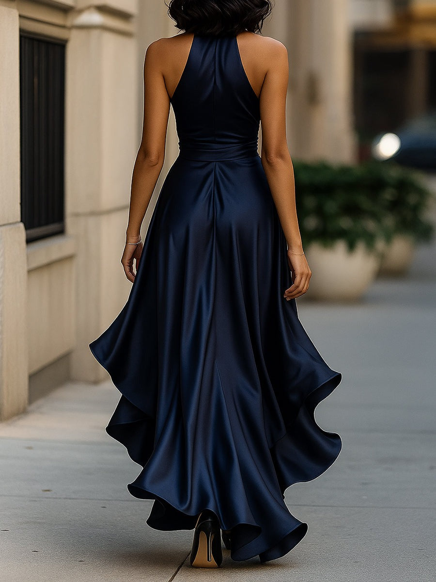Dress dos nu volants for women | Midnight Elegance -11