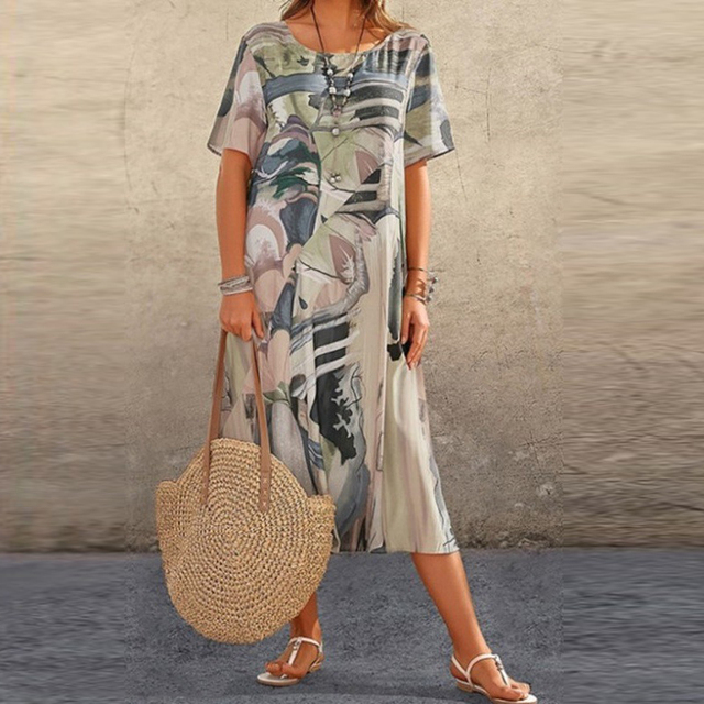 Relaxed printed dress for women | Claire -5