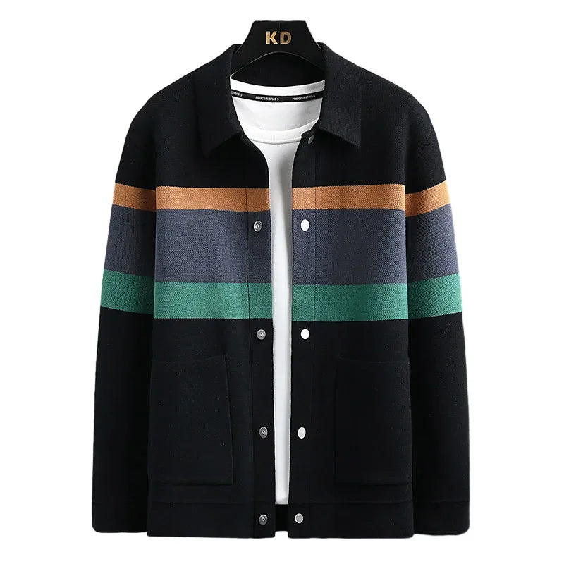 Striped varsity knit jacket for men | Arden -6