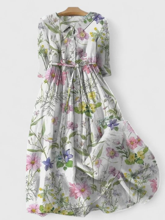 Elegant mid-length dress with lace-up detail for women | Eryzelle