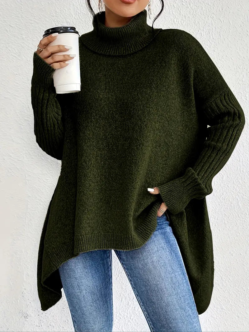Oversized knit turtleneck everyday jumper for women | Elowen -9