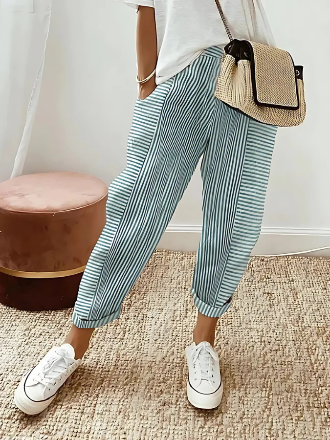 Striped trousers casual for women -6