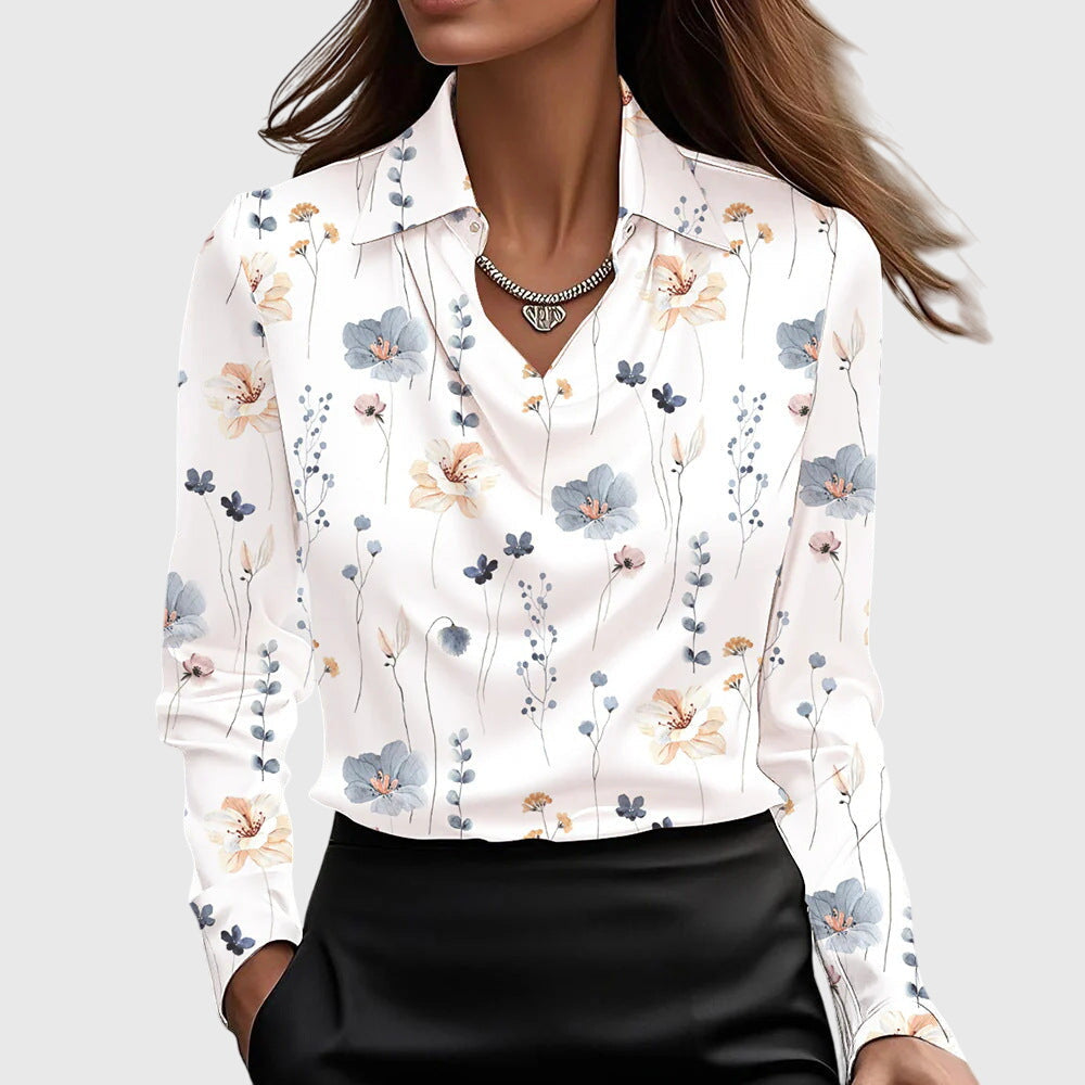 Aurelle Elara draped-neck blouse for women