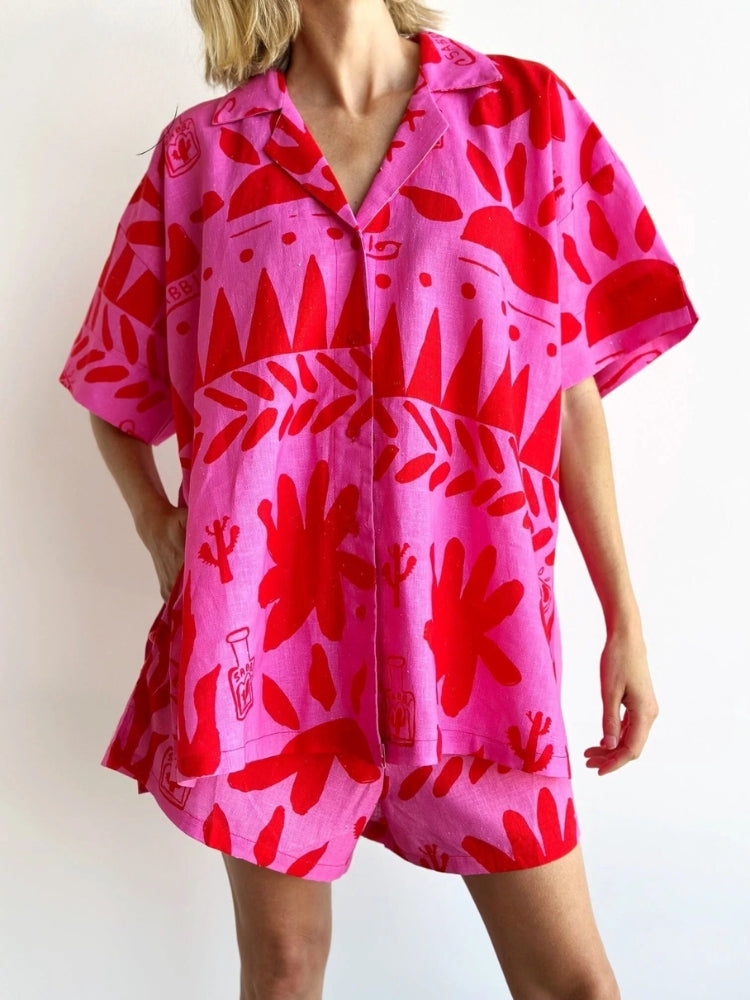 Pink set short for women | Pauline -4