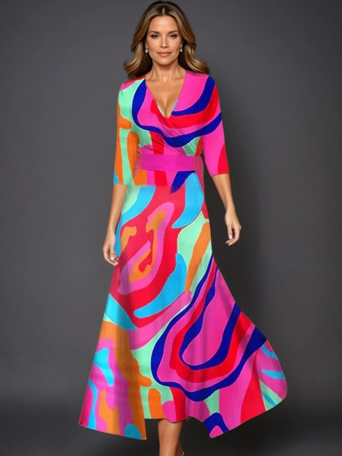 Classic floral V-neck maxi dress for women | Zoe