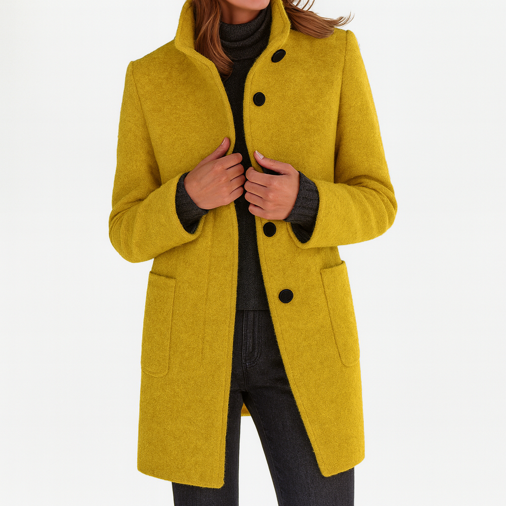 Classic high-collar elegant everyday coat for women | Ava -11