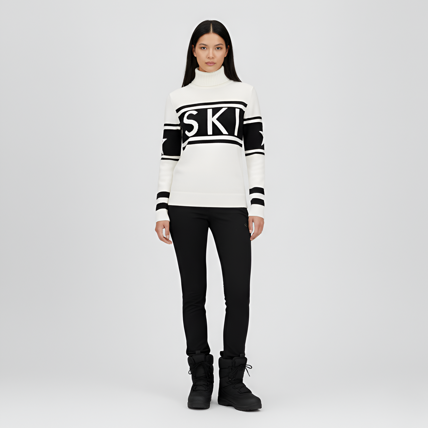 Turtleneck knit sweater with logo design for women | Elara
