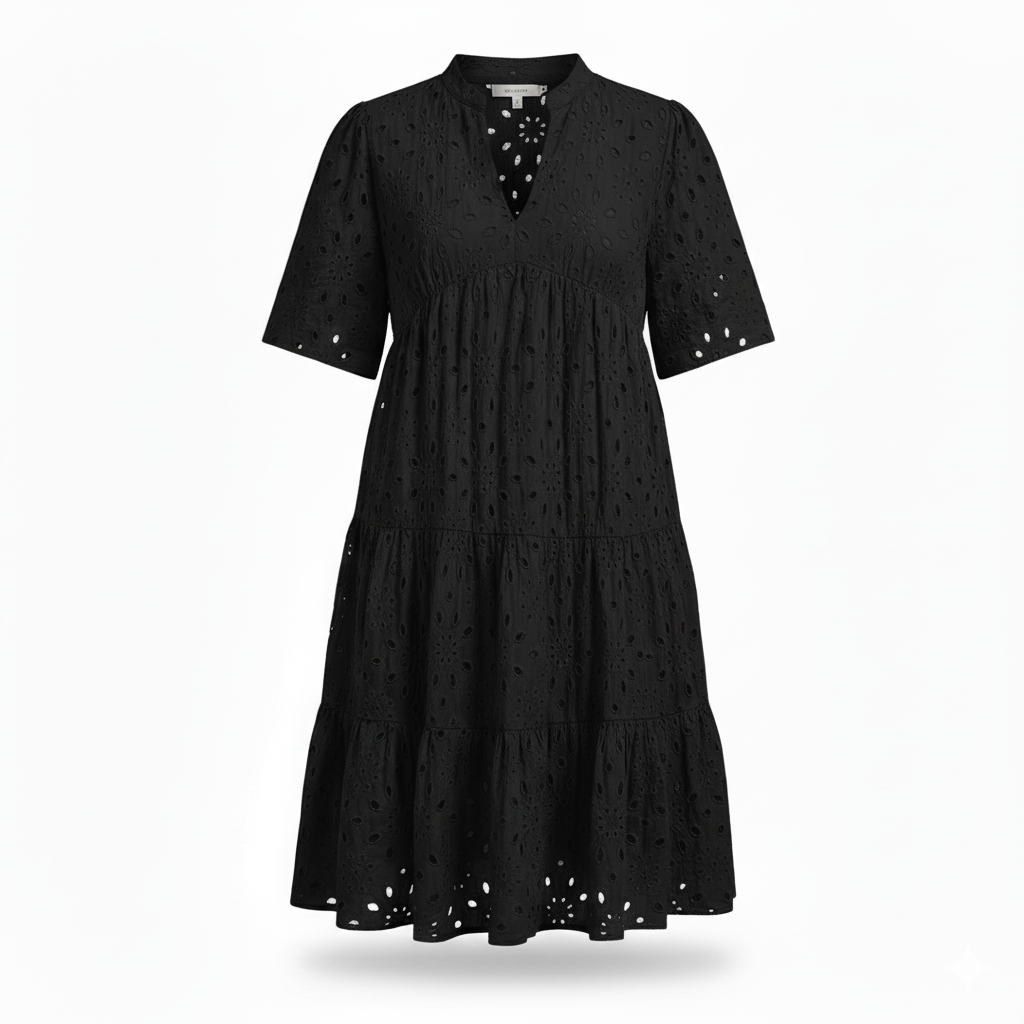 Chic hollow-out lace ruffle mini dress for women | Cosima -14
