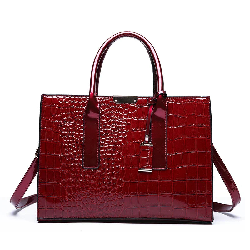 Luxury crocodile pattern tote bag for women | Fiorenza -4