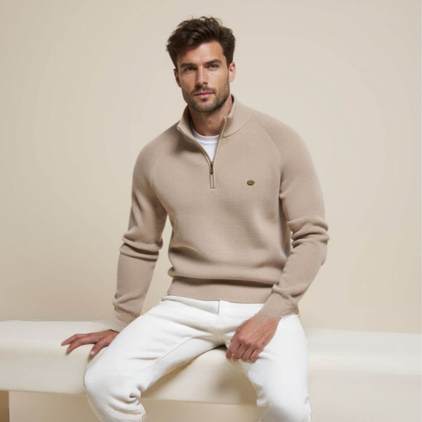 Half-zip knit sweater for men | Luke