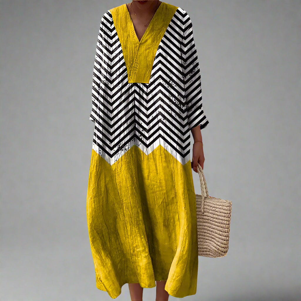 Elegant geometric print everyday dress for women | Ainsley -1