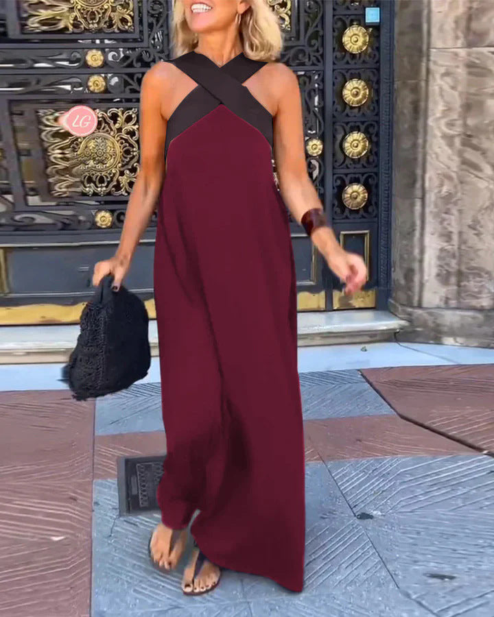 Elegant crossed-cut everyday dress for women | Delphine -9