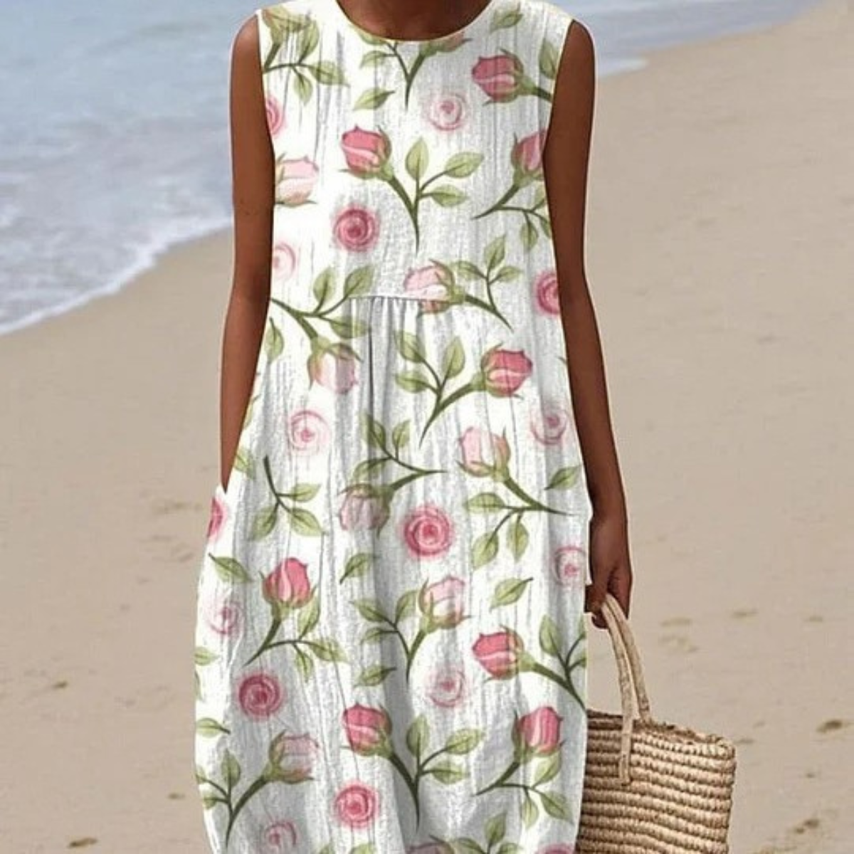 Floral sleeveless summer dress for women | Maribel