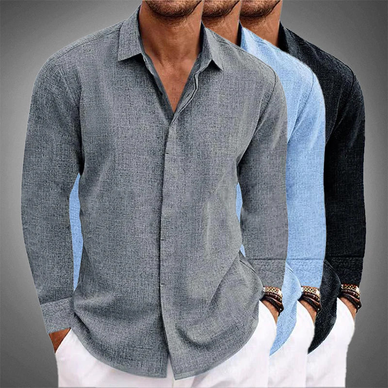 Refined long-sleeve button shirt for men | Elias -5