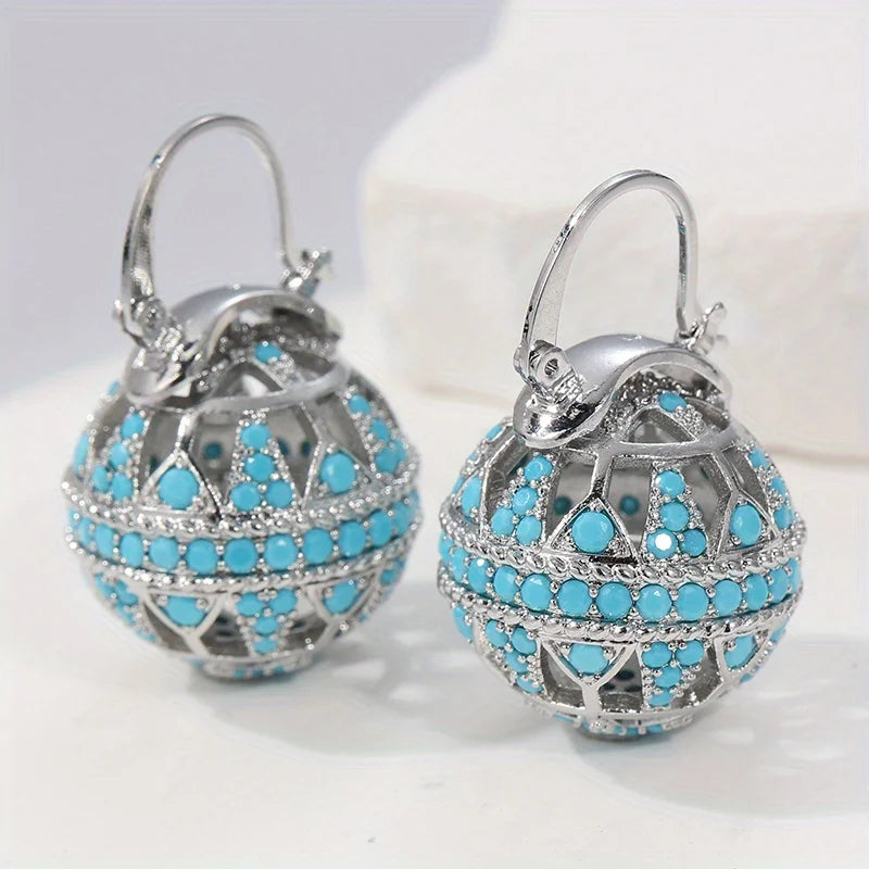 Globe drop earrings with filigree-inspired detail for women | Elowyn