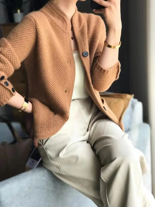Timeless button-up cardigan graceful fit jacket for women | Elowen -7