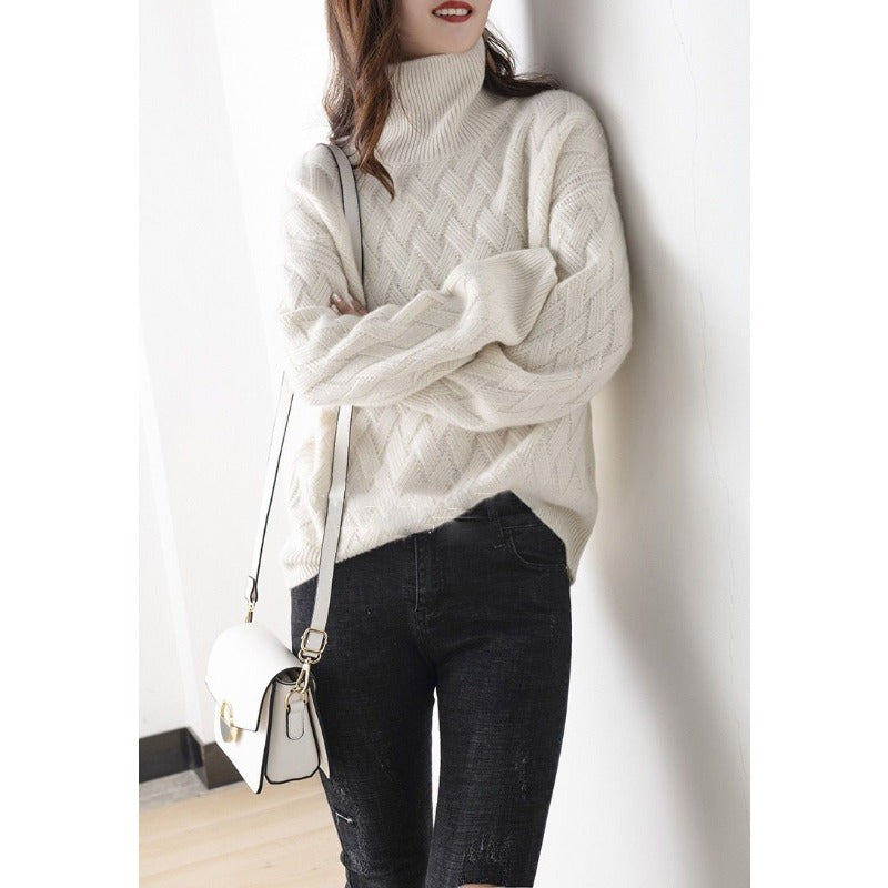 Oversized turtleneck knit jumper for women | Elowen -6
