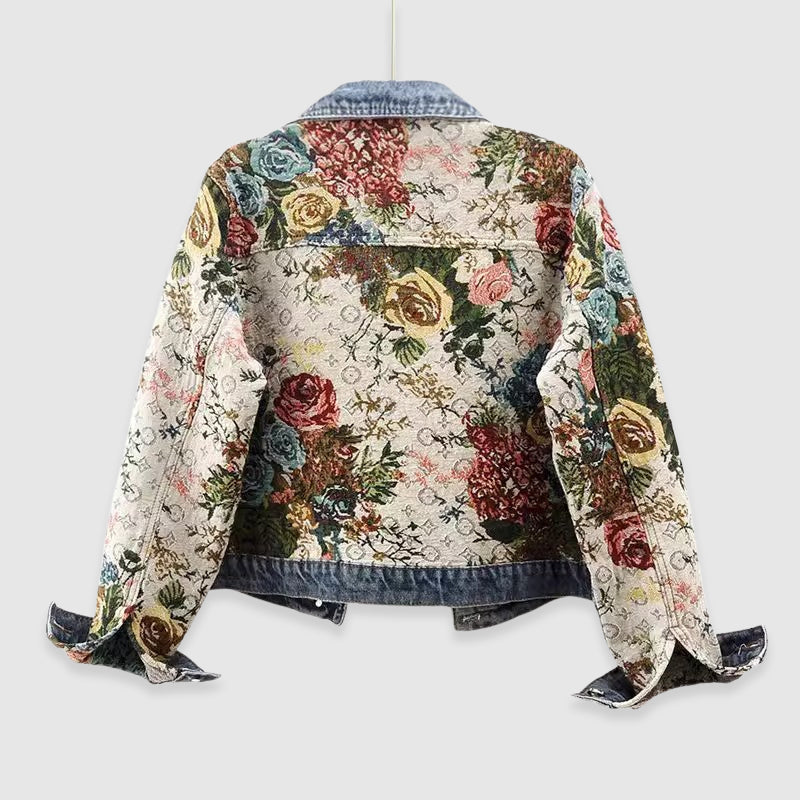 Floral-accent button jacket for women | Elara -2