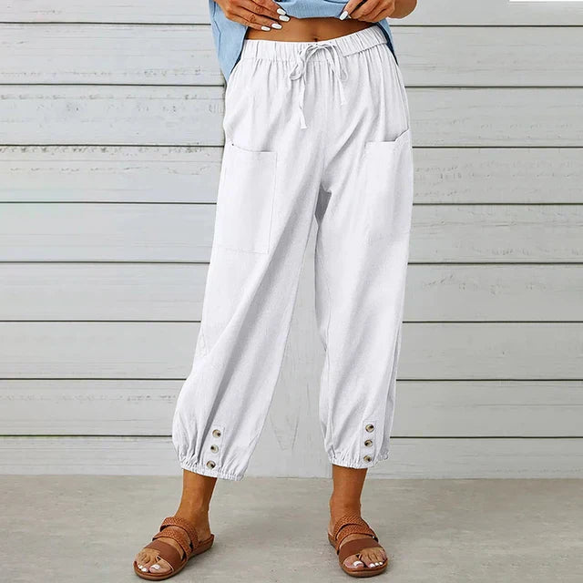 Trousers casual coton for women | Perle -8