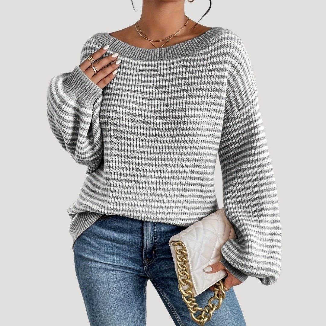 Oversized striped knit everyday jumper for women | Marlowe -11