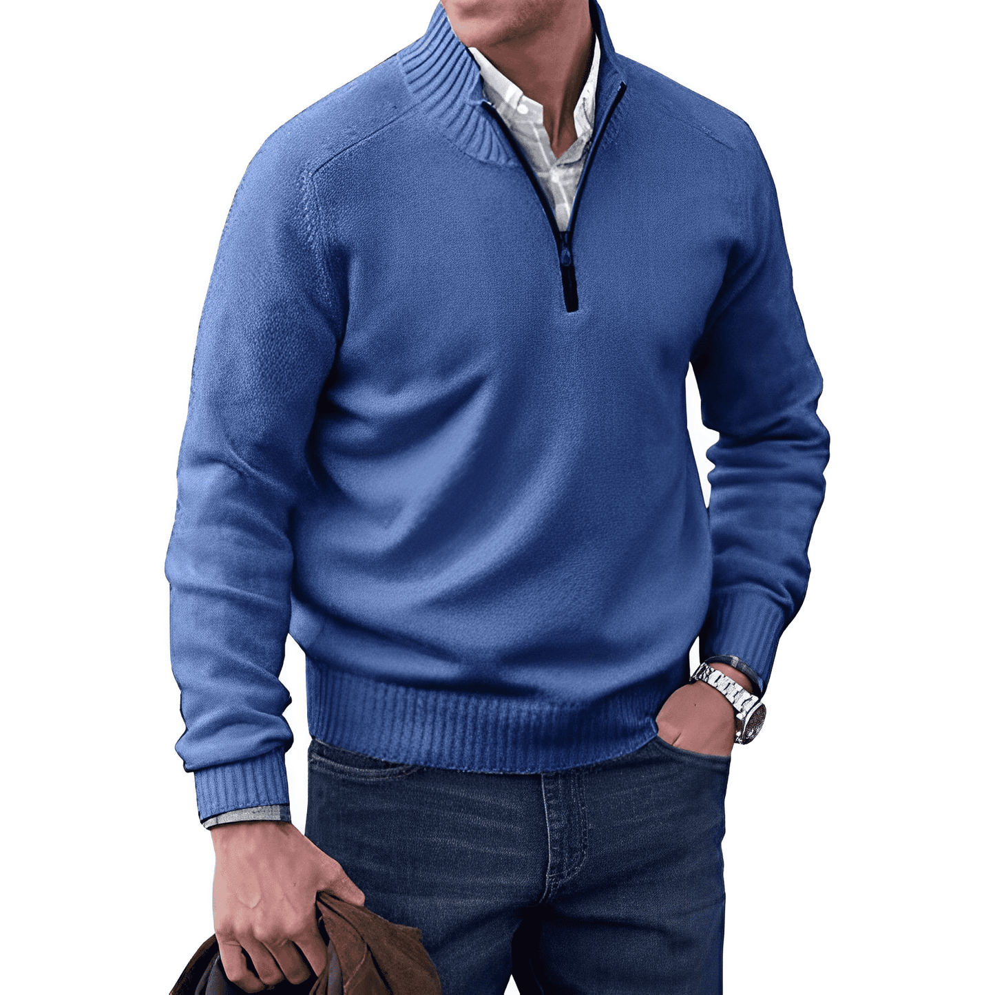 Aurelle Calvin quarter-zip jumper for men