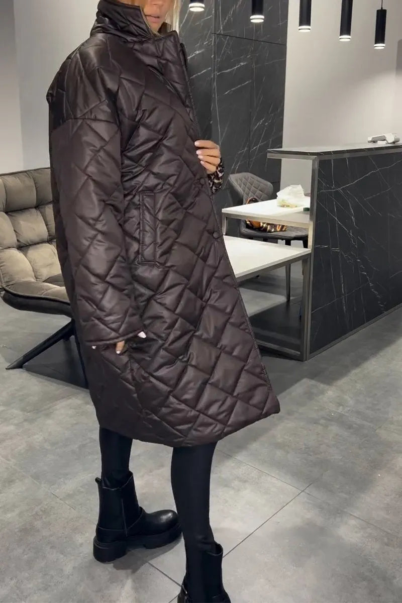 Elegant reversible quilted coat for women | Eliana -8