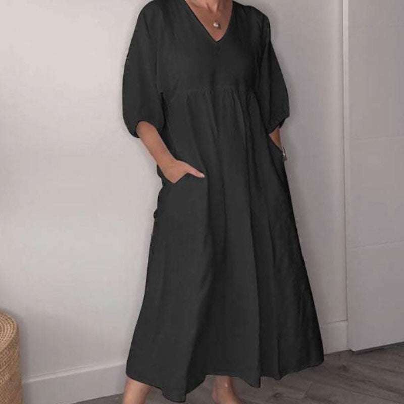 Comfortable chic V-neck everyday dress for women | Wylla -6