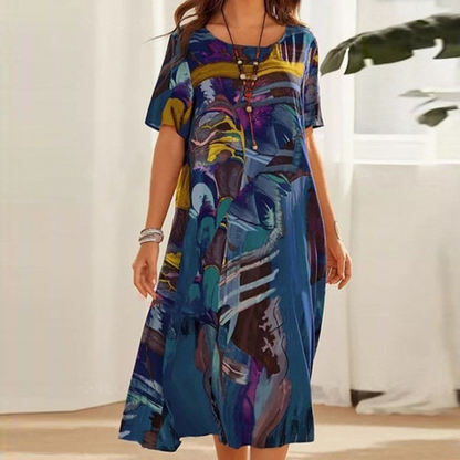Relaxed printed dress for women | Claire -1