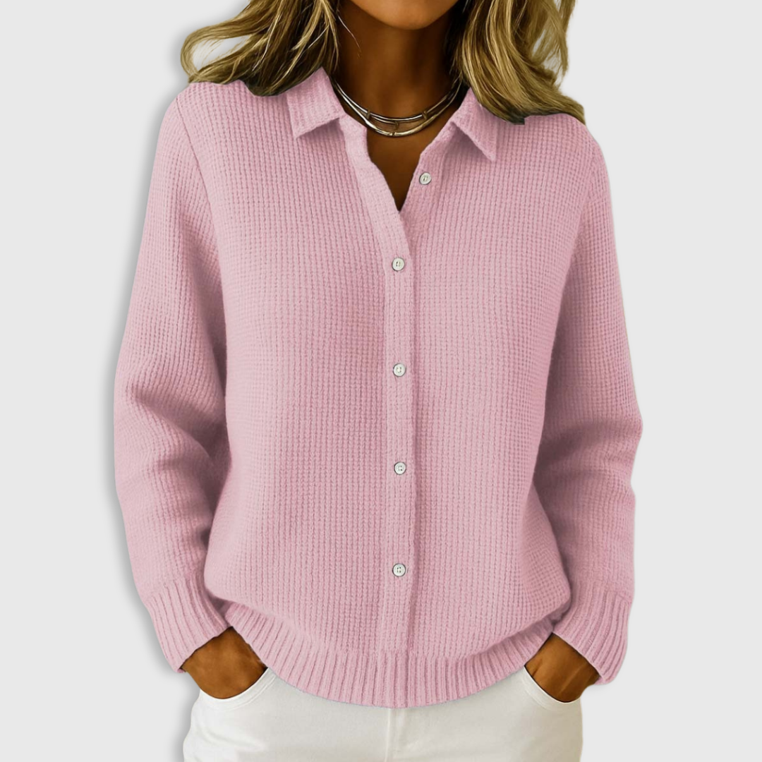 Classic knit button-up everyday cardigan for women | Elaine -3