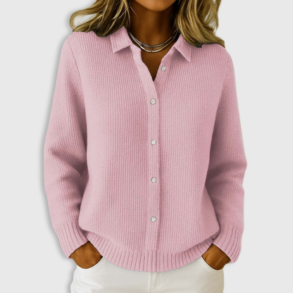 Classic knit button-up everyday cardigan for women | Elaine -3