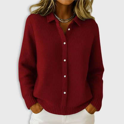 Classic knit button-up everyday cardigan for women | Elaine -4