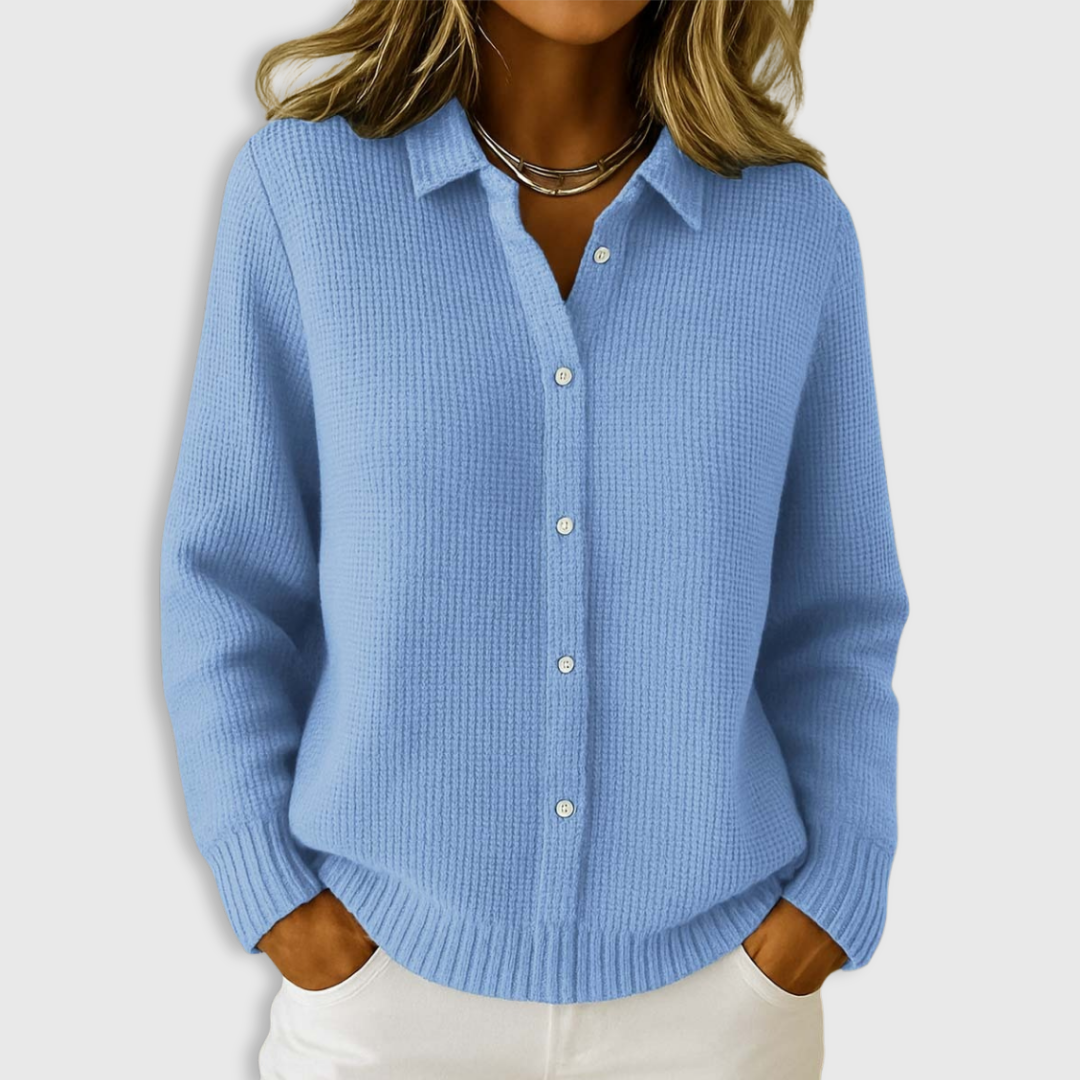 Classic knit button-up everyday cardigan for women | Elaine -1