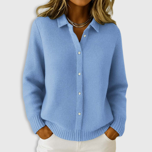 Classic knit button-up everyday cardigan for women | Elaine -1