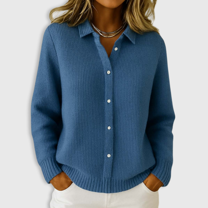 Classic knit button-up everyday cardigan for women | Elaine -2