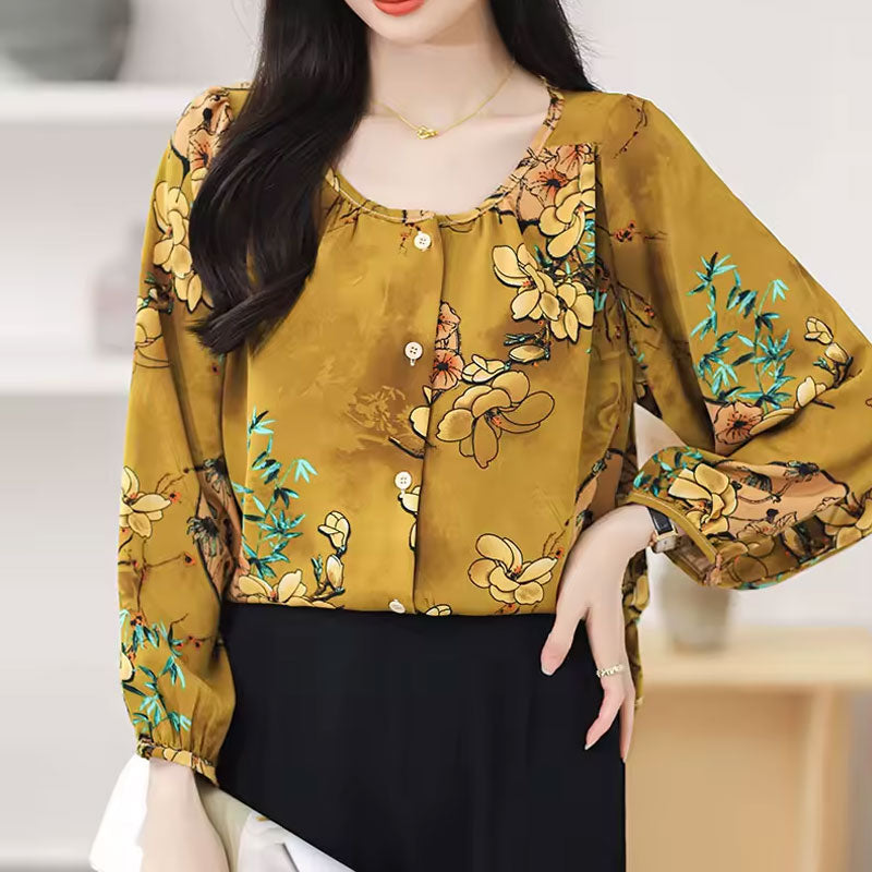 Floral long-sleeve blouse for women | Abigail