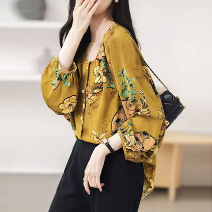 Floral long-sleeve blouse for women | Abigail