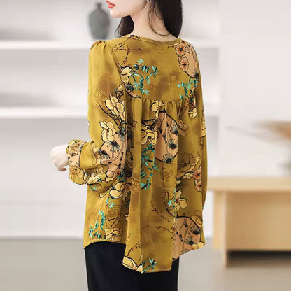Floral long-sleeve blouse for women | Abigail