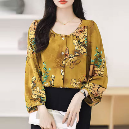 Floral long-sleeve blouse for women | Abigail