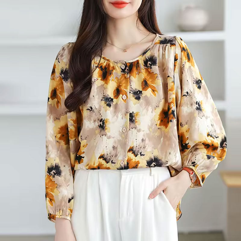 Floral long-sleeve blouse for women | Abigail