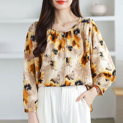 Floral long-sleeve blouse for women | Abigail