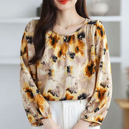 Floral long-sleeve blouse for women | Abigail