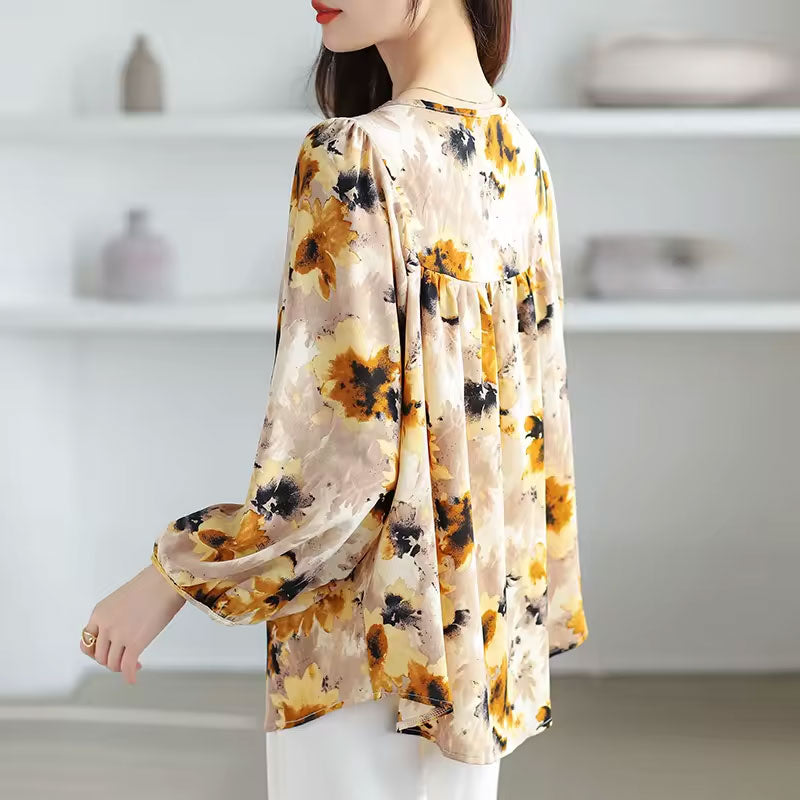 Floral long-sleeve blouse for women | Abigail