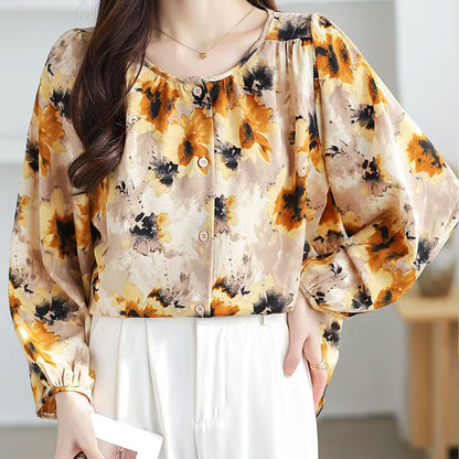 Floral long-sleeve blouse for women | Abigail