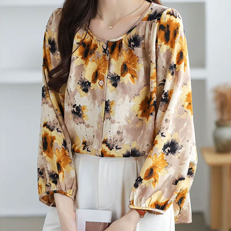 Floral long-sleeve blouse for women | Abigail